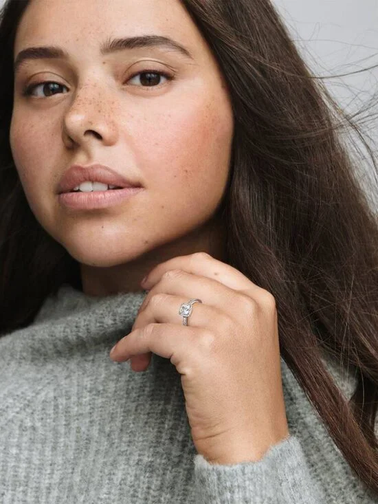 Pandora Square Sparkle Halo Ring - Picture 5 of 5